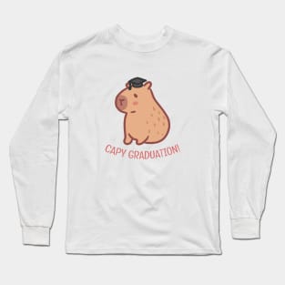 cute capybara wearing a graduation cap Long Sleeve T-Shirt